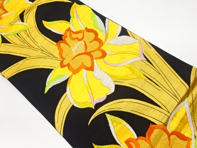 JAPANESE KIMONO / VINTAGE FUKURO OBI / WOVEN FLOWERS